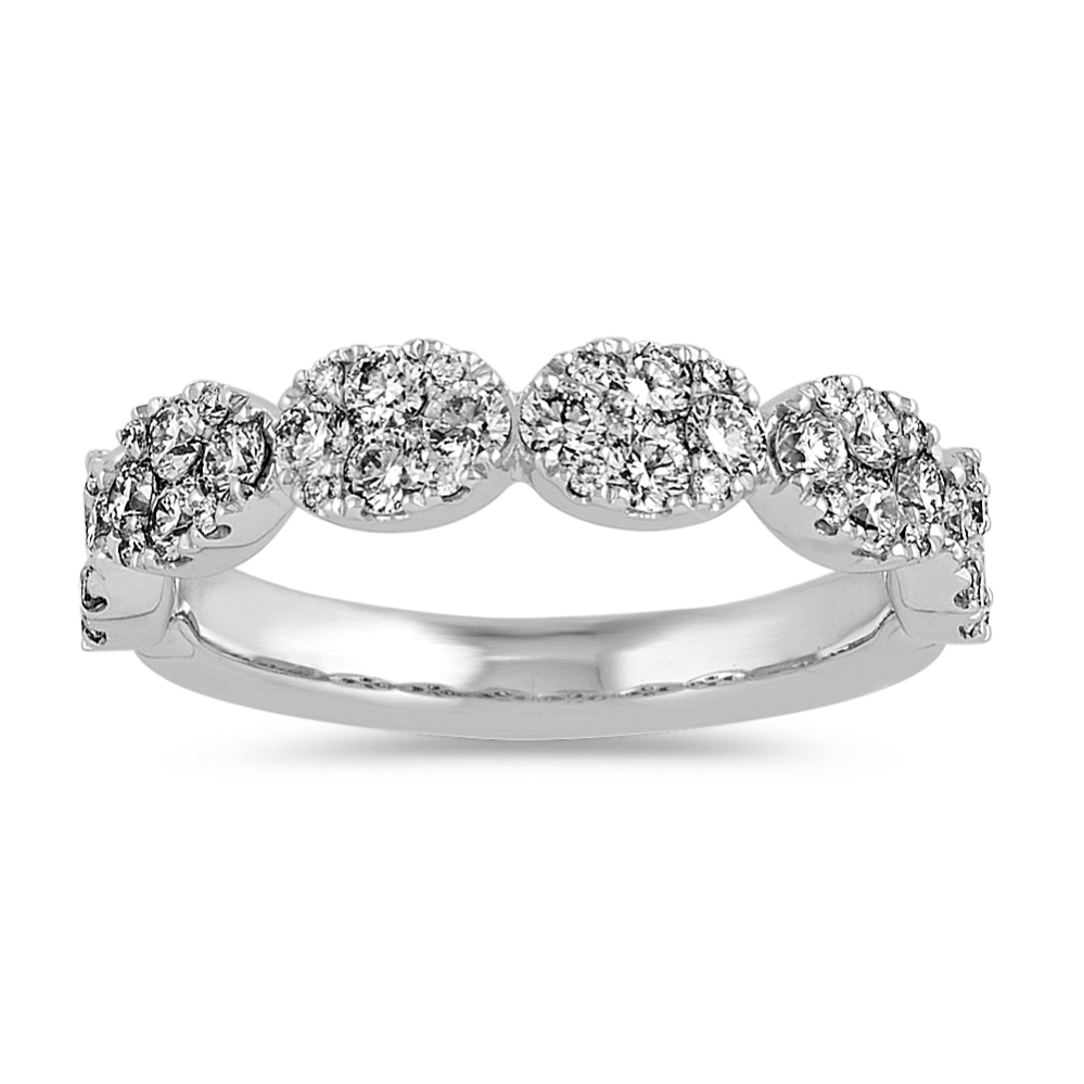Diamond Oval Cluster Band in 14k White Gold