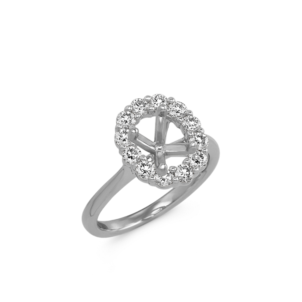 Diamond Oval Halo Engagement Ring in 14k White Gold Shane Co.