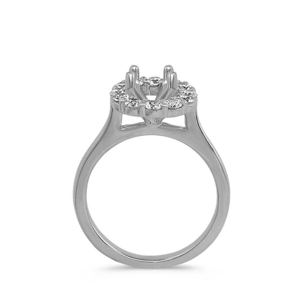 Diamond Oval Halo Engagement Ring in 14k White Gold Shane Co.