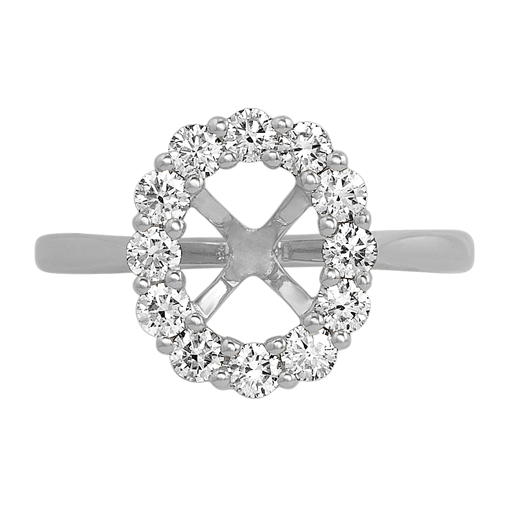 Diamond Oval Halo Engagement Ring in 14k White Gold Shane Co.