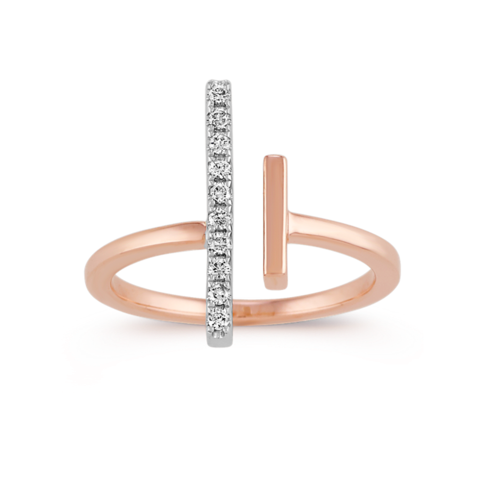 Diamond Parallel Bar Ring in 14k Two-Tone Gold