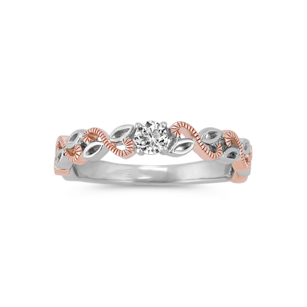 Diamond Ring in Sterling Silver and 14k Rose Gold