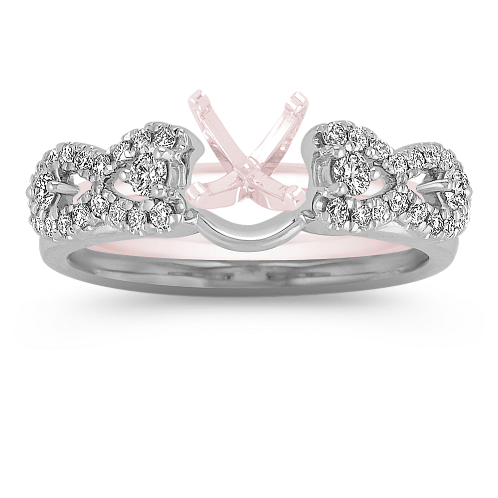 Diamond Solitaire Engagement Ring Wrap with Pave Setting