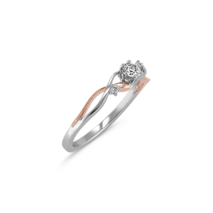 Wren Natural Diamond Swirl Ring in Sterling Silver and 14K Rose Gold