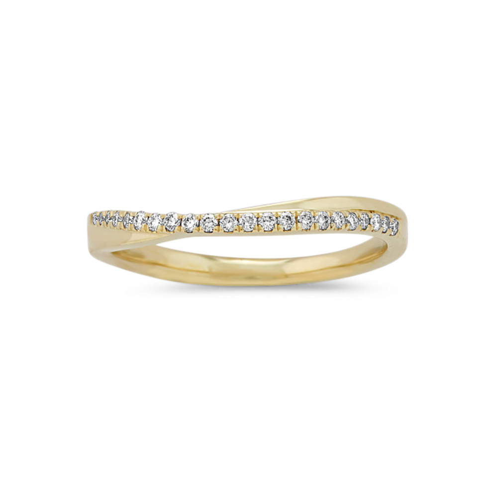 Diamond Swirl Wedding Band in 14k Yellow Gold