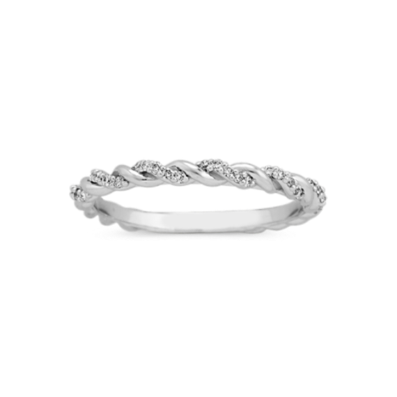 Diamond Twist Band White Gold