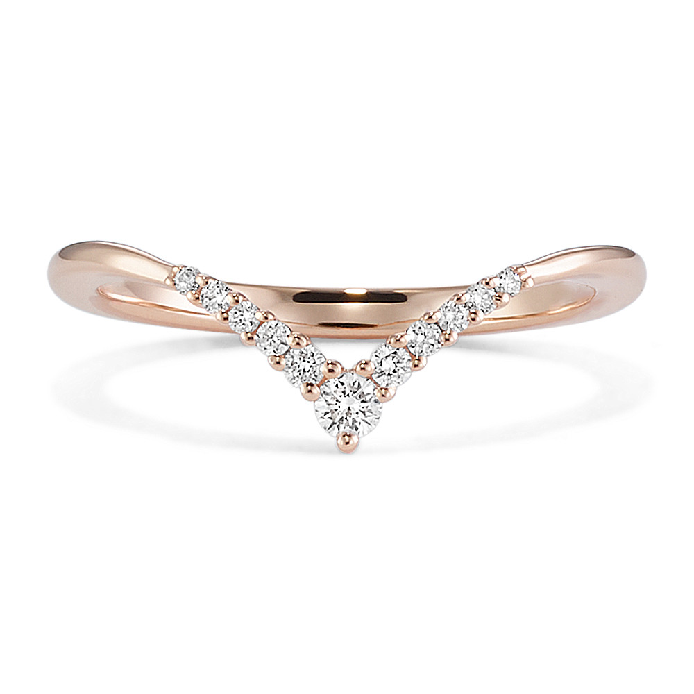 Diamond V Wedding Band In 14k Rose Gold Shane Co