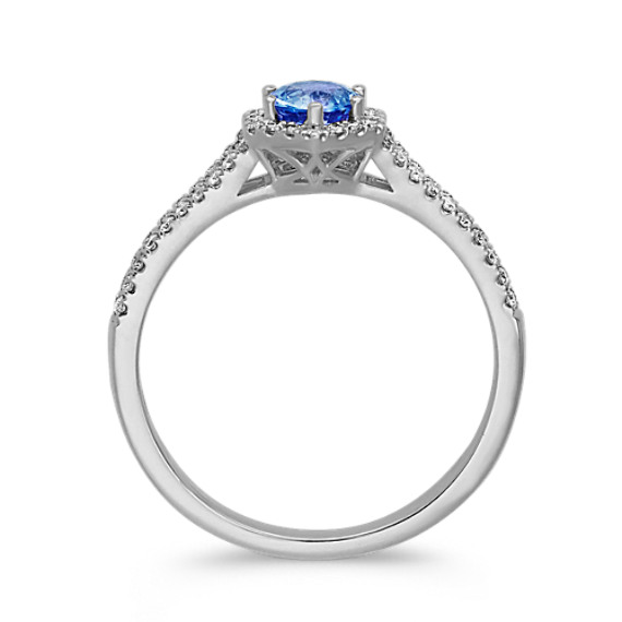 Diamond & Kentucky Blue Sapphire Halo Ring | Shane Co.