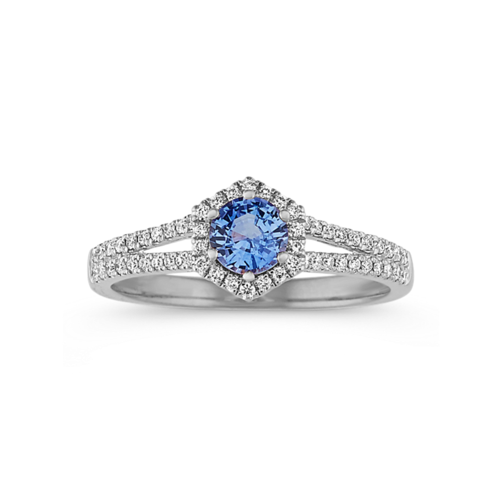 Diamond & Kentucky Blue Sapphire Halo Ring