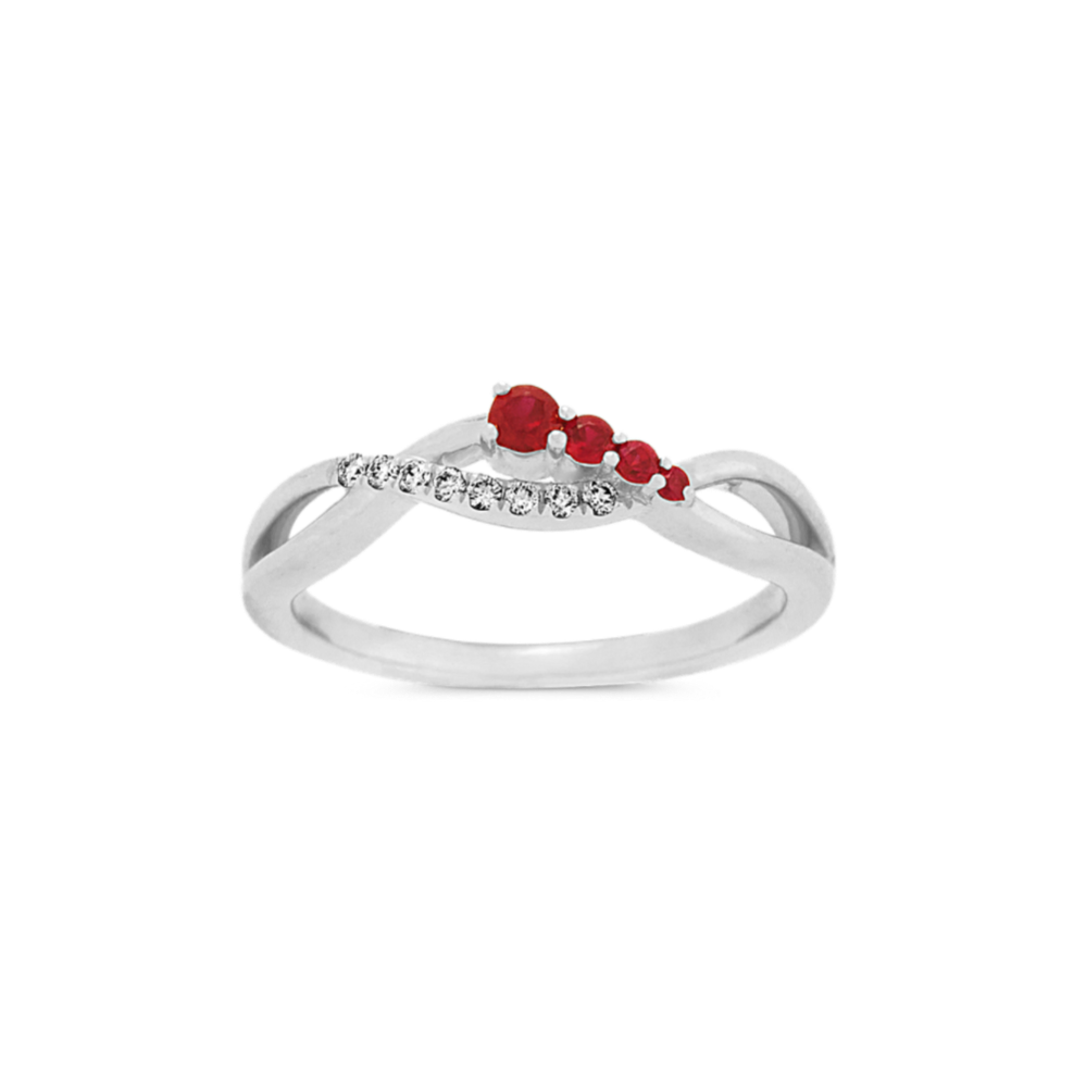 Rayne Diamond and Ruby Ring in 14K White Gold