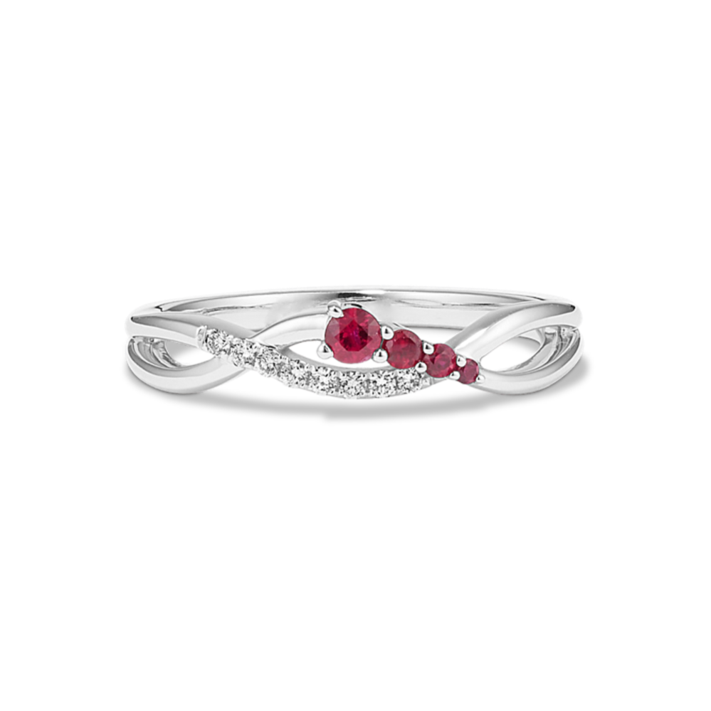 Rayne Diamond and Ruby Ring in 14K White Gold