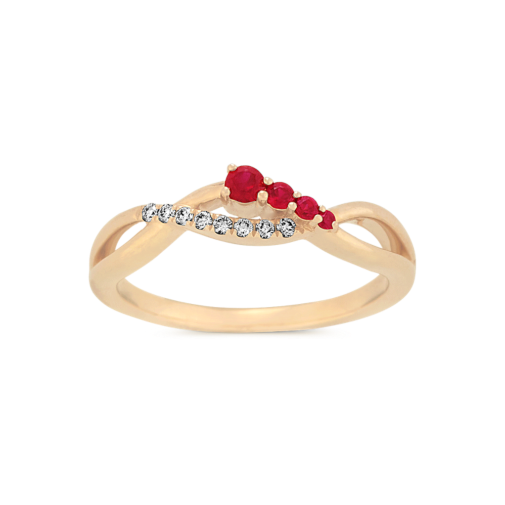 Rayne Diamond and Ruby Ring in 14K Yellow Gold