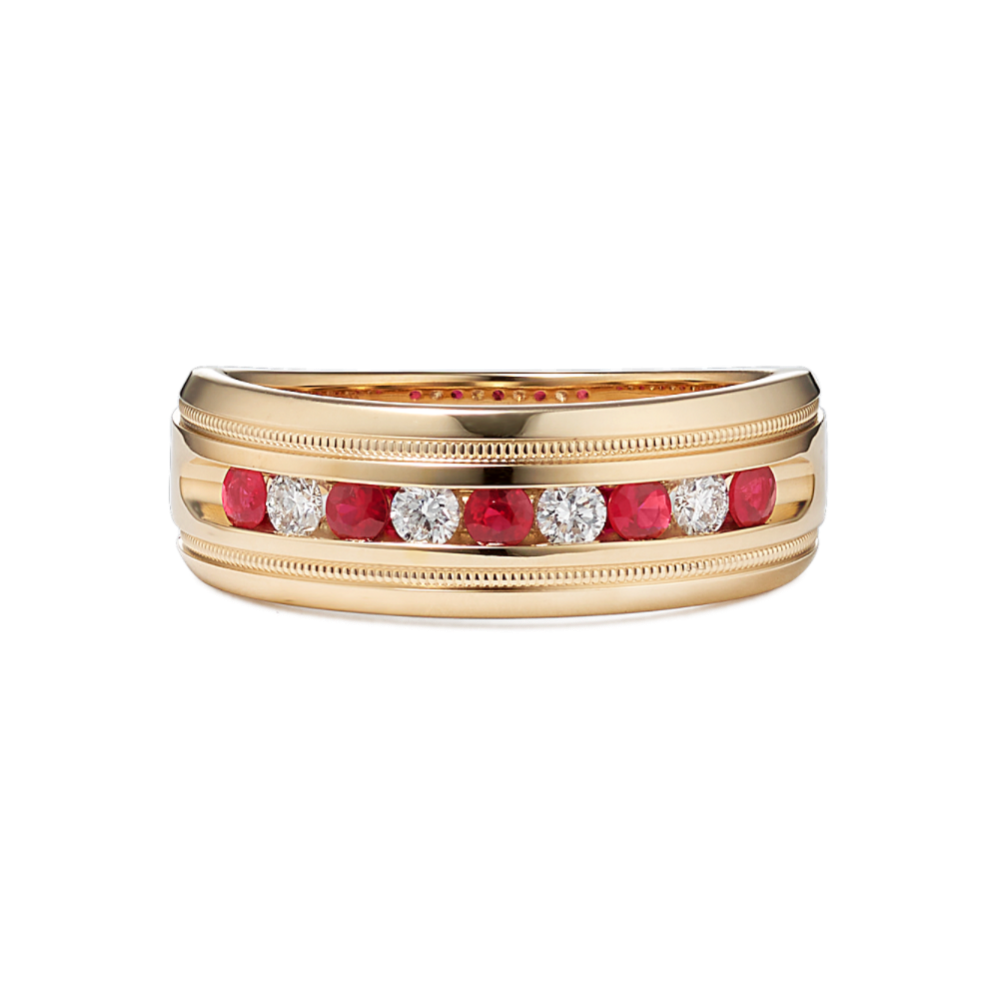 Channel-Set Ruby & Diamond Band (7mm)