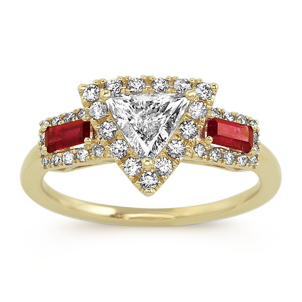 Diamond and Ruby Ring in 14k Yellow Gold