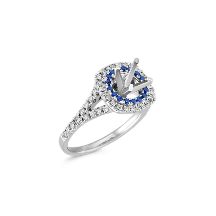 6.15 mm Kentucky Blue Natural Sapphire Engagement Ring in White Gold