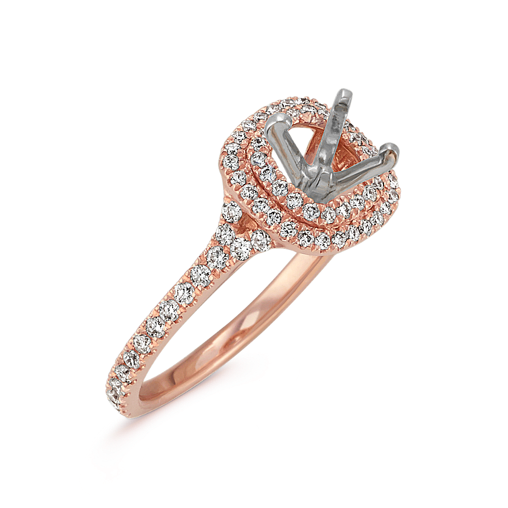 Double Cushion Halo Diamond Engagement Ring in 14k Rose Gold | Shane Co.