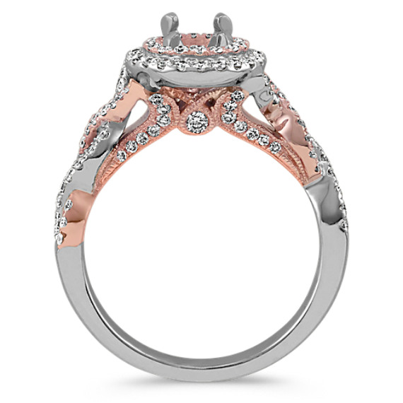 white and rose gold engagement ring