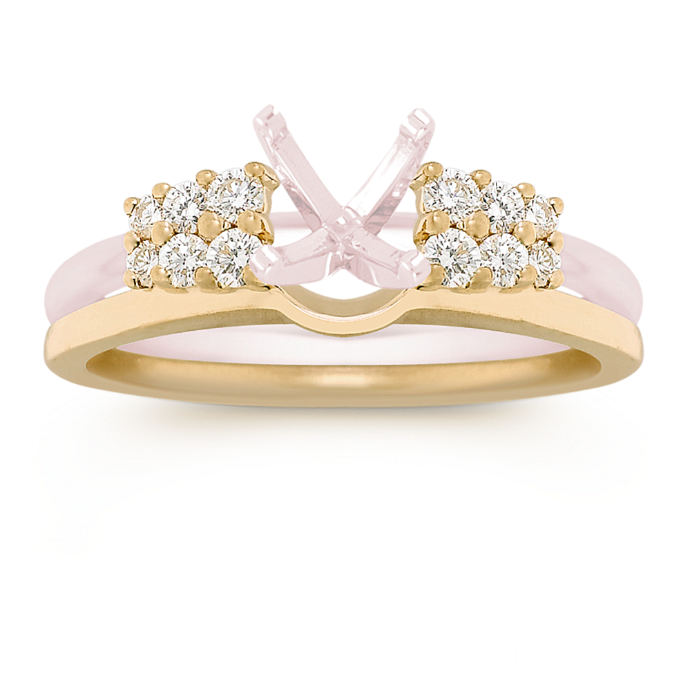 Double Row Round Diamond Solitaire Engagement Ring Enhancer