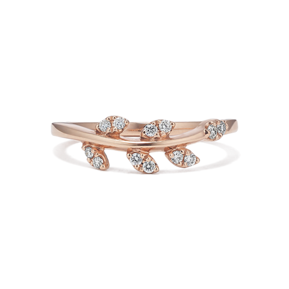 Dream Diamond Leaf Wedding Band in 14K Rose Gold