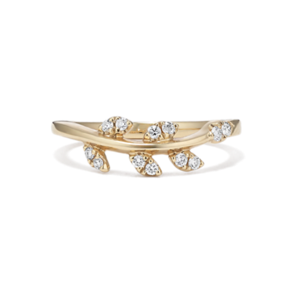 Dream Diamond Leaf Wedding Band in 14K Yellow Gold