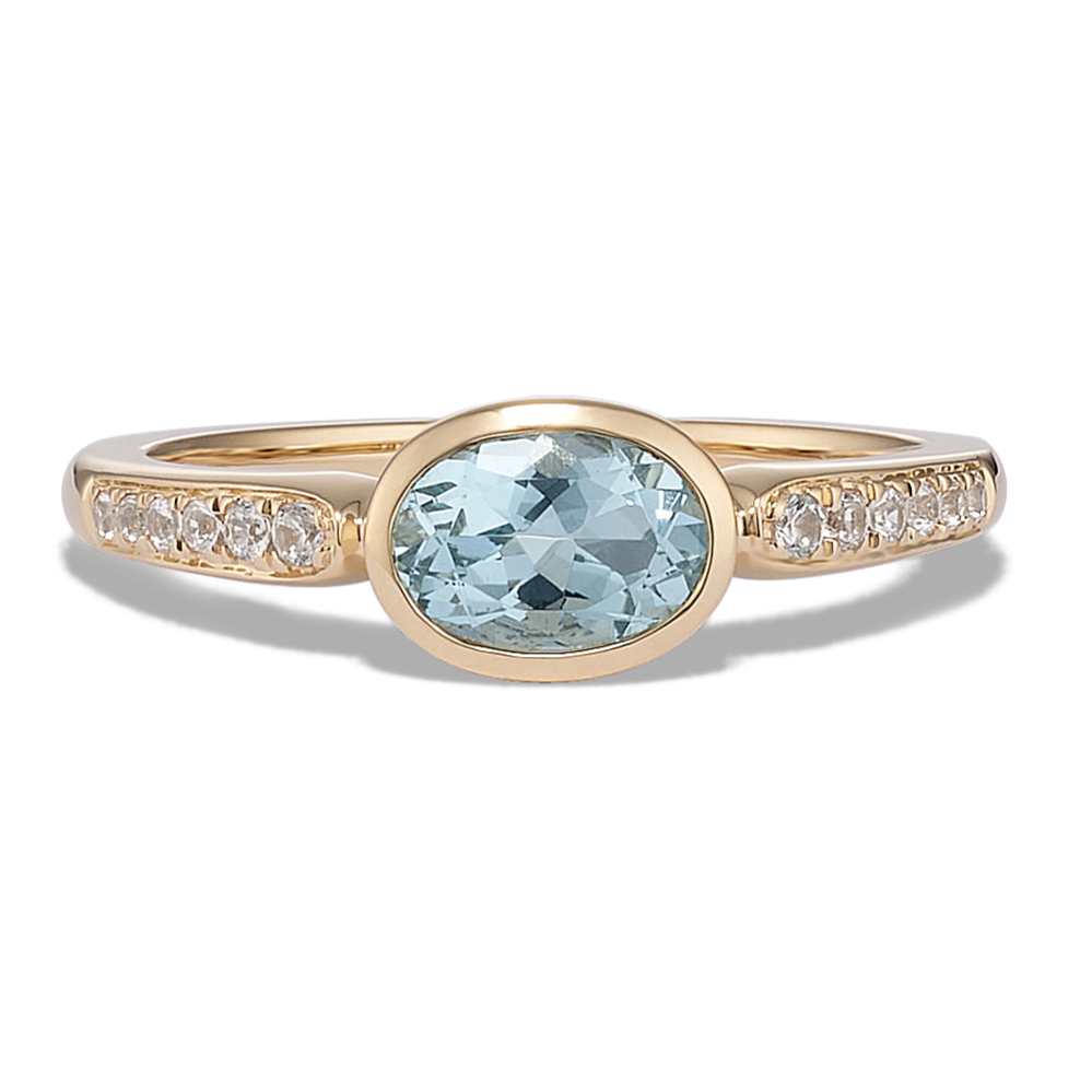 Dulce Aquamarine & White Sapphire Ring