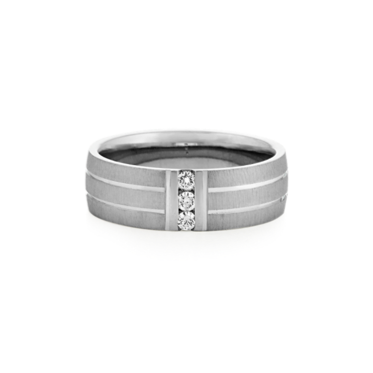 Dynamo Natural Diamond Accented Wedding Band In Platinum (7mm)