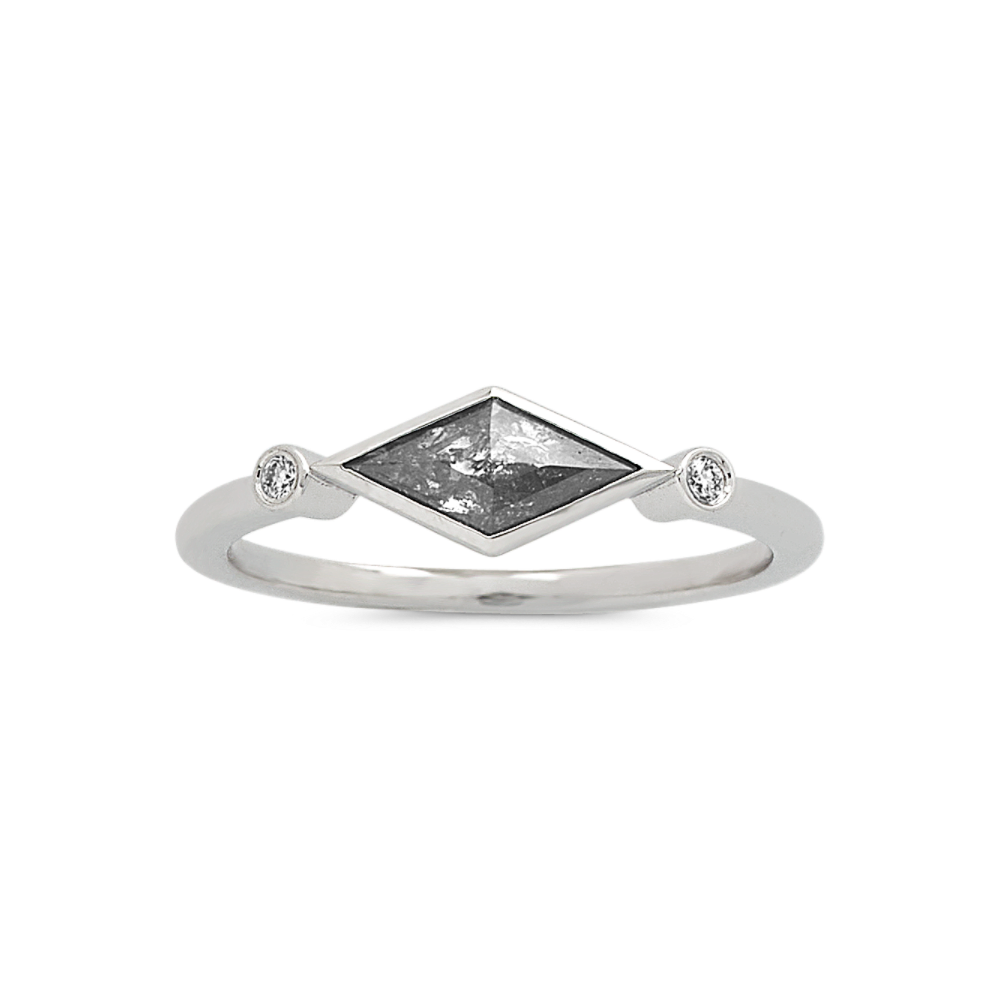 East-West Pepper Natural Diamond Ring in 14k White Gold