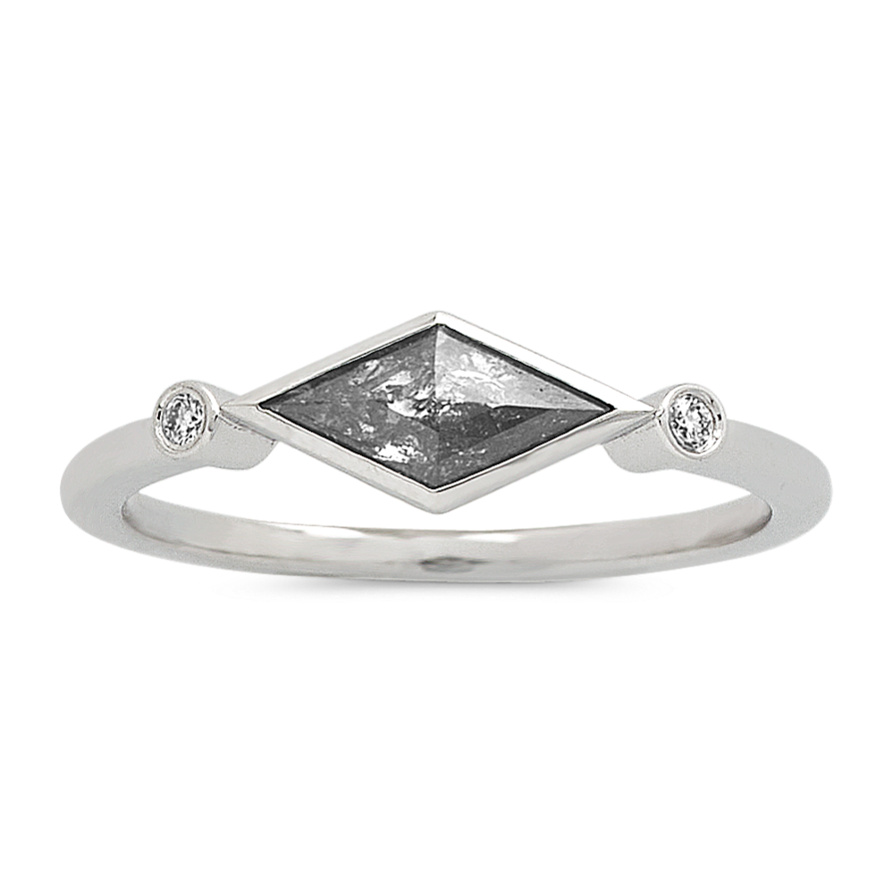 East-West Pepper Diamond Ring in 14k White Gold