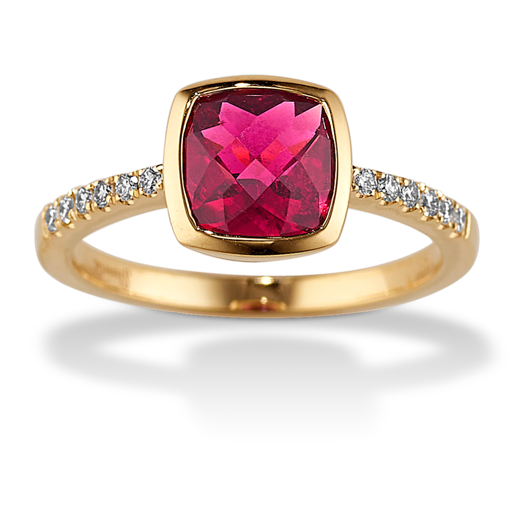 Elara Pink Tourmaline and Diamond Ring in 14K Yellow Gold