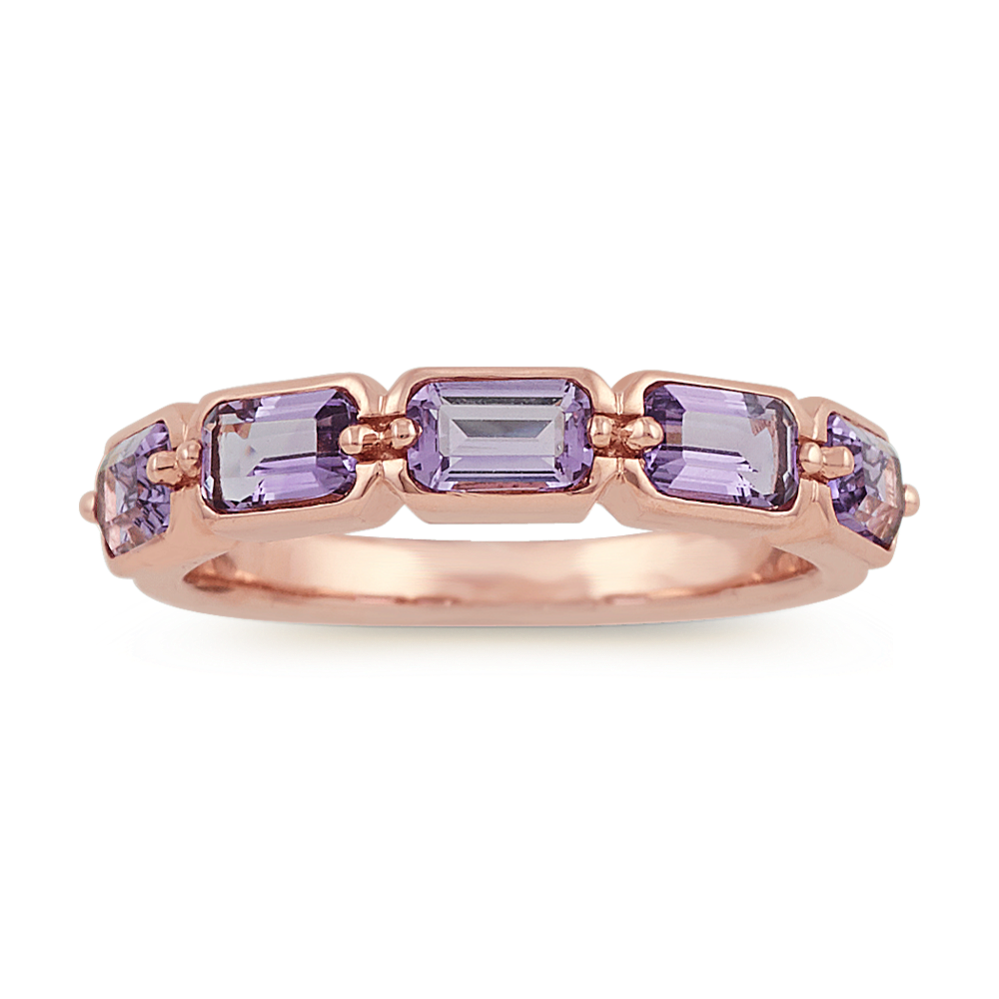 Emerald Cut Amethyst Ring in 14k Rose Gold