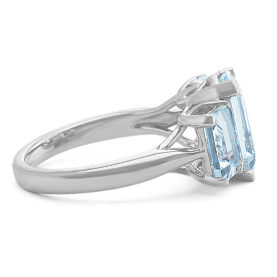 Emerald Cut Aquamarine Ring in 14k White Gold | Shane Co.