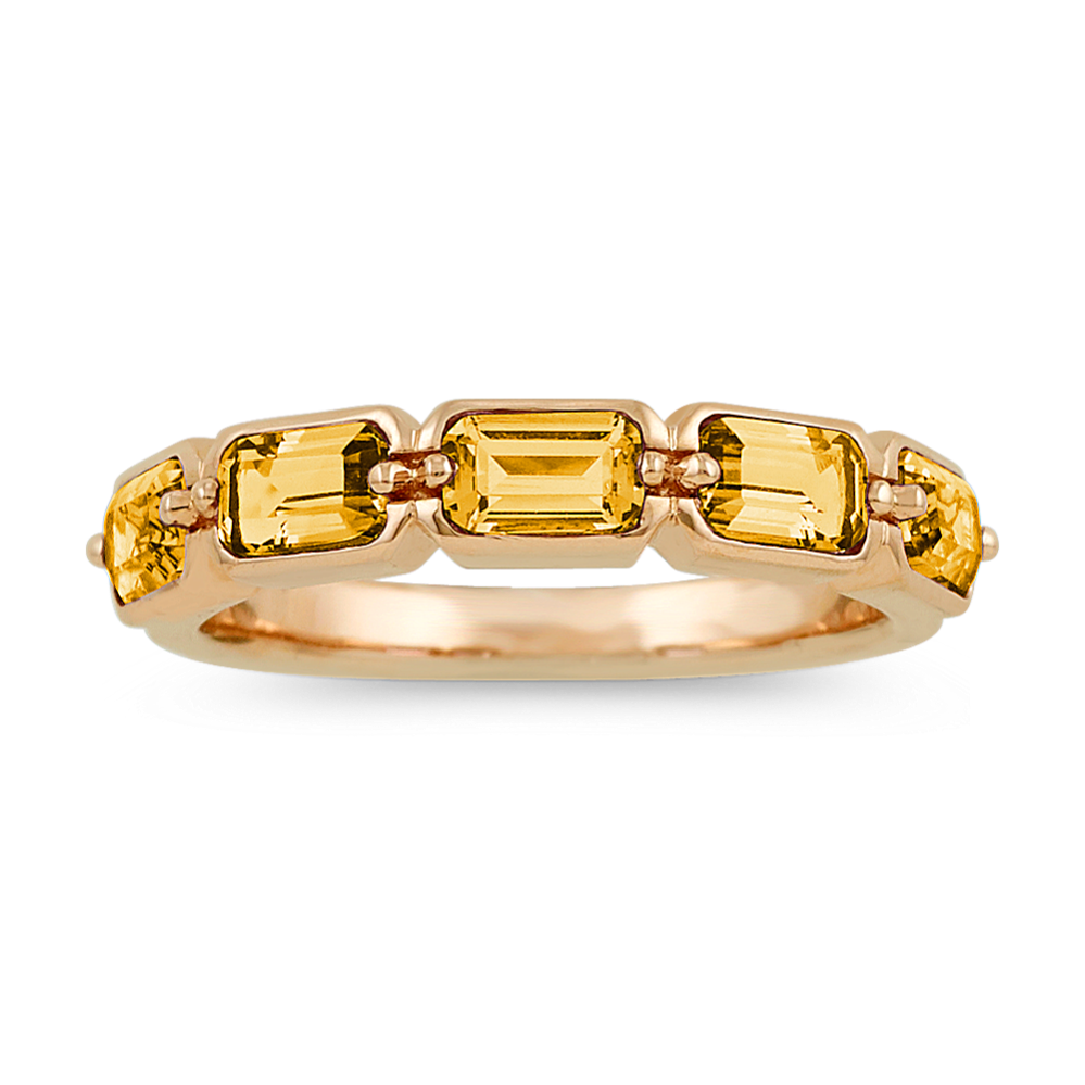 Emerald Cut Citrine Ring in 14k Yellow Gold