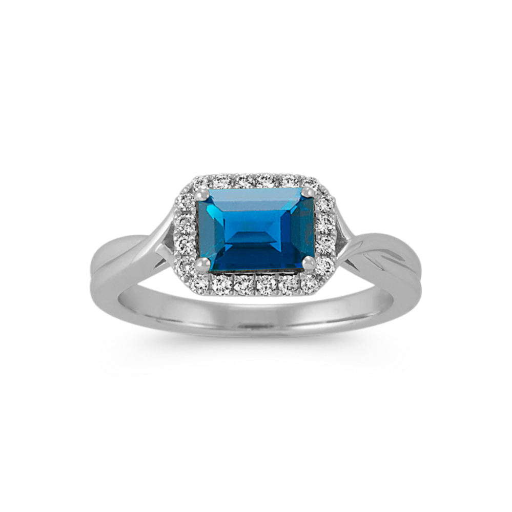 Paz London Blue Topaz and Diamond Ring in Sterling Silver