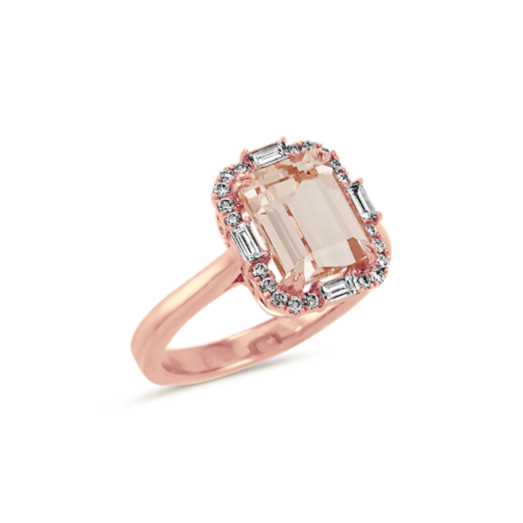Ciao Natural Morganite and Natural Diamond Ring in 14K Rose Gold
