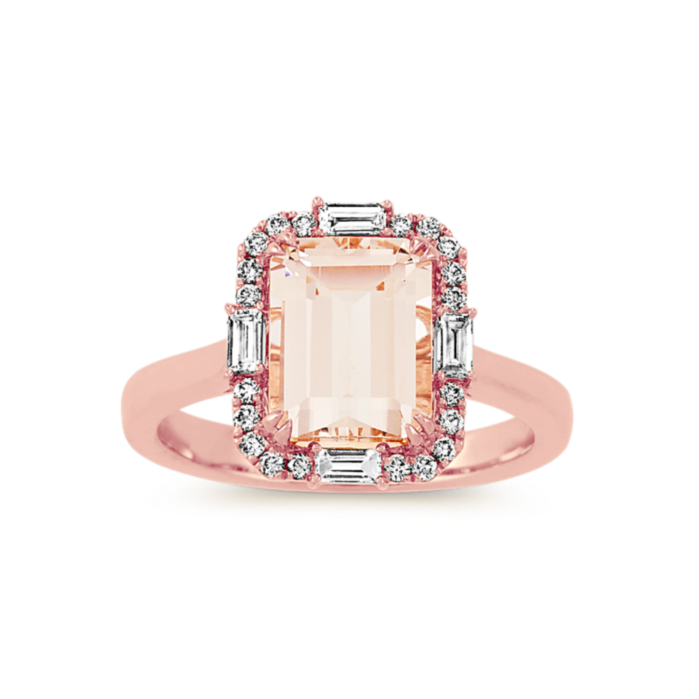 Ciao Morganite and Diamond Ring in 14K Rose Gold