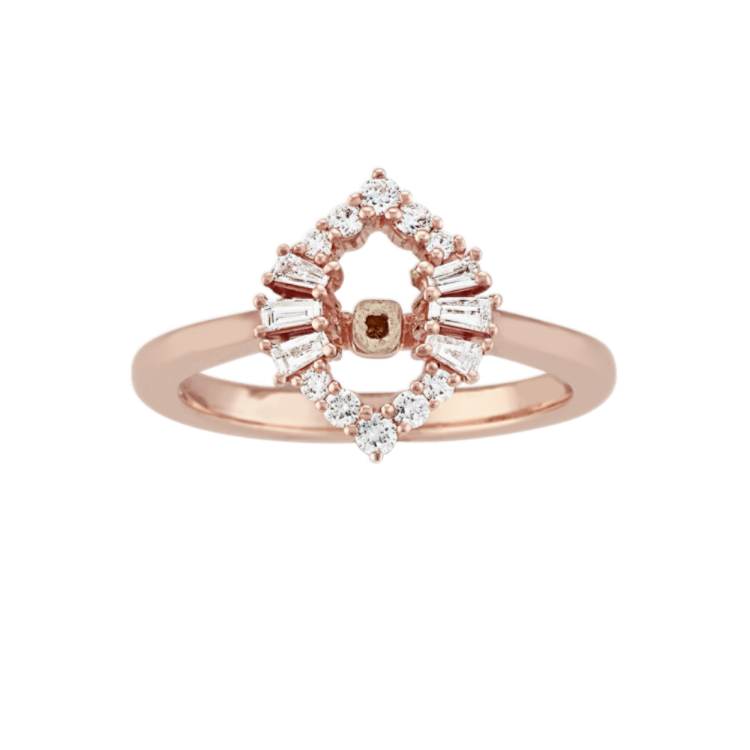 Enchanted Natural Diamond Halo Engagement Ring in 14K Rose Gold