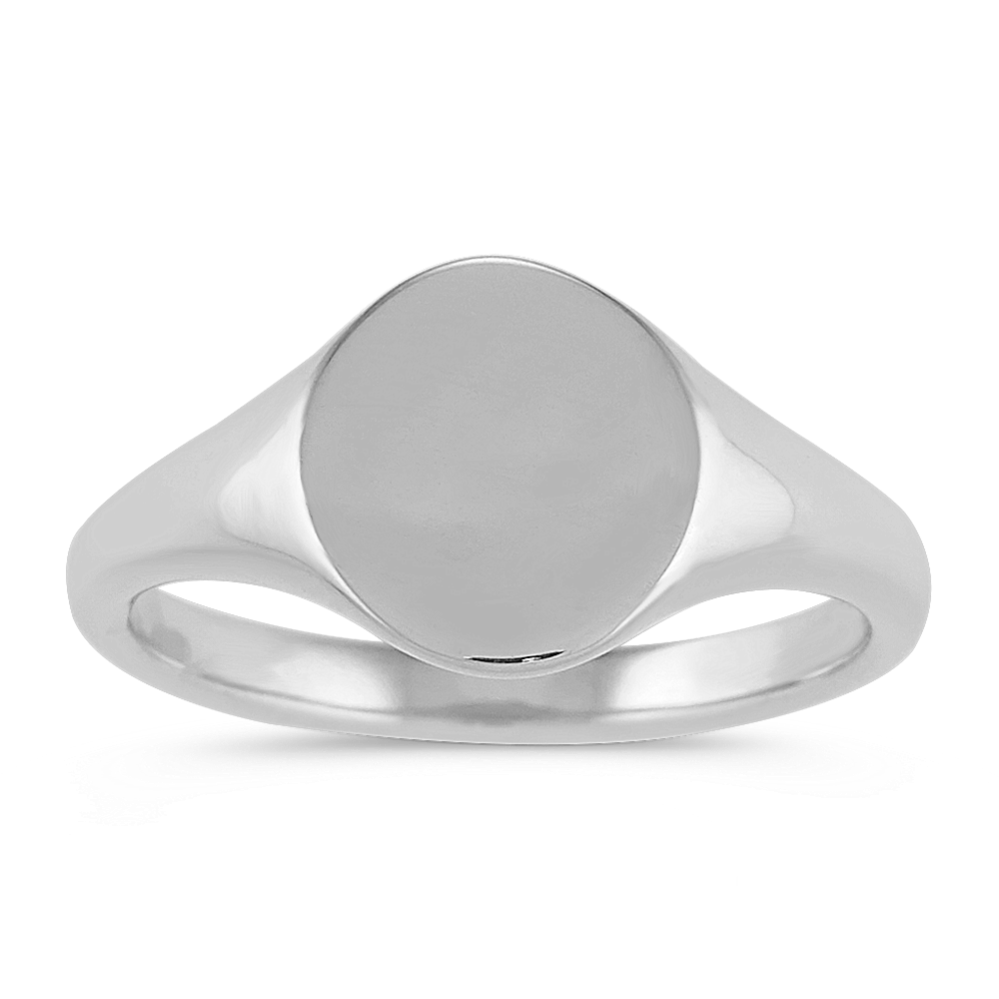 Engravable Signet Ring in 14k White Gold