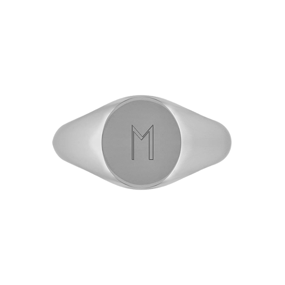 Engravable Signet Ring in 14k White Gold