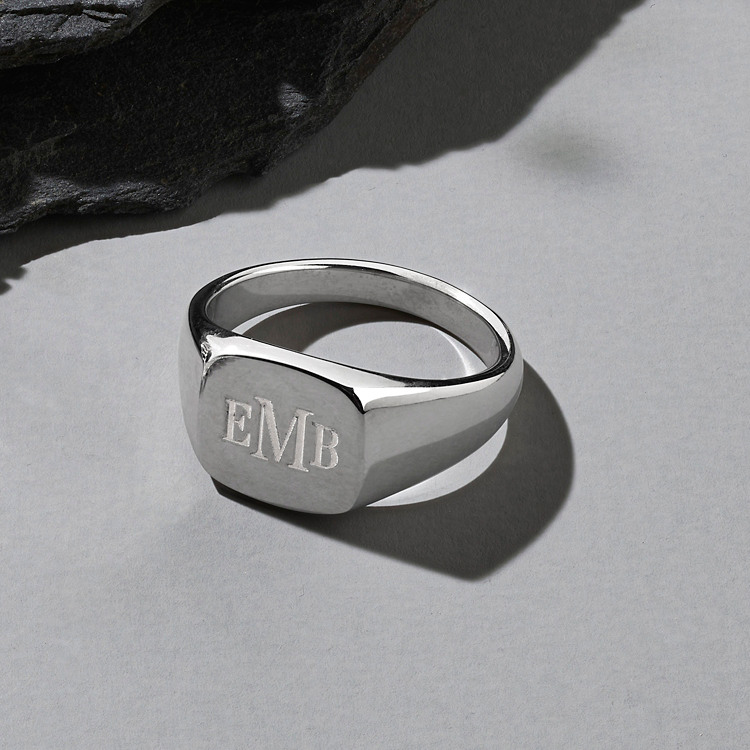 Sutton Engravable Signet Ring in 14K White Gold