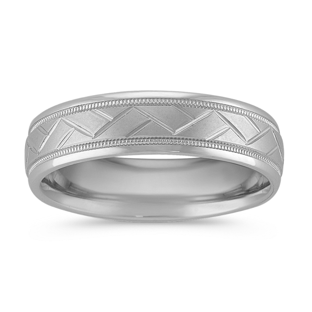 Engraved 14k White Gold Comfort Fit Band (6mm)