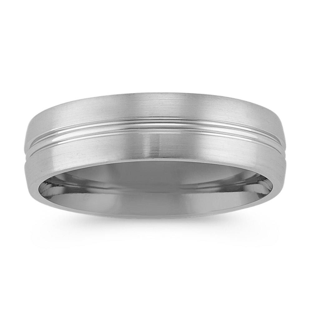 Engraved 14k White Gold Comfort Fit Band with Satin Finish (6mm)