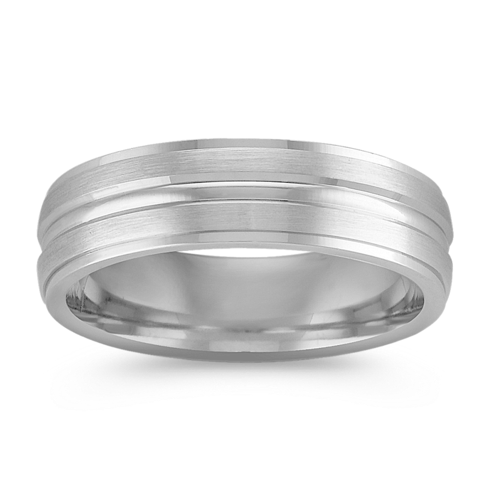 Engraved 14k White Gold Comfort Fit Ring (6mm)