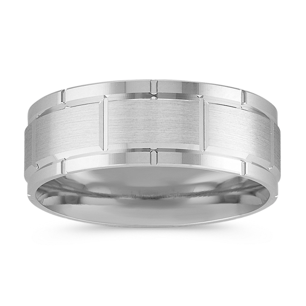 Engraved 14k White Gold Comfort Fit Ring (8mm)