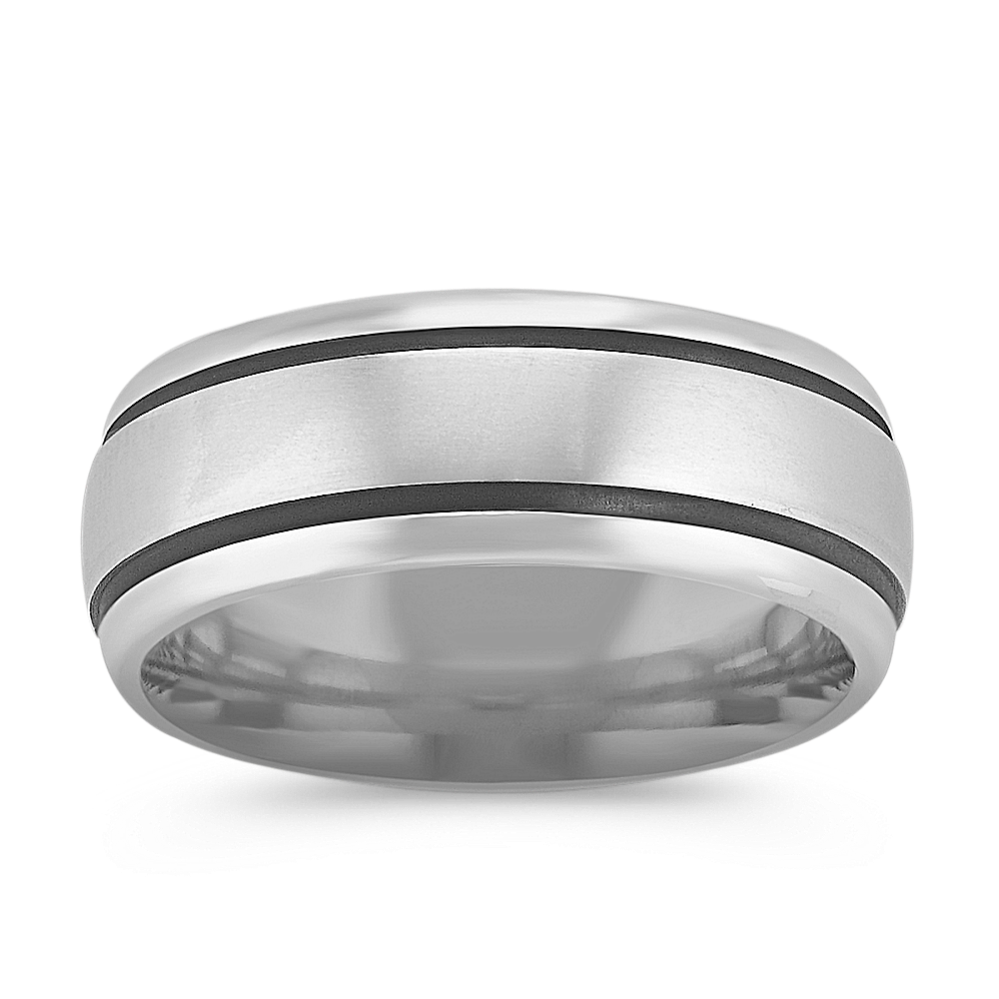Engraved 14k White Gold Comfort Fit Ring with Satin Finish (8mm)
