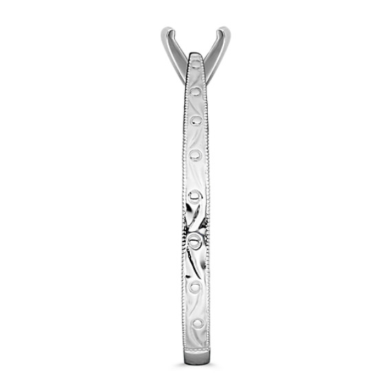 Engraved Cathedral Solitaire 14k White Gold Engagement Ring Shane Co Tap To Zoom Thumbnail