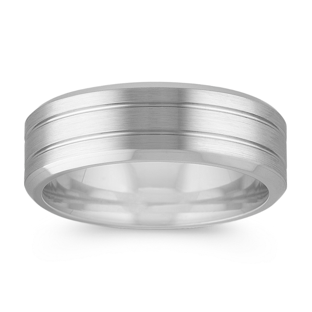 Engraved Cobalt Ring with Satin Finish (7mm)