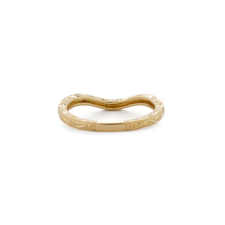 Engraved Contour Wedding Band in 14k Yellow Gold