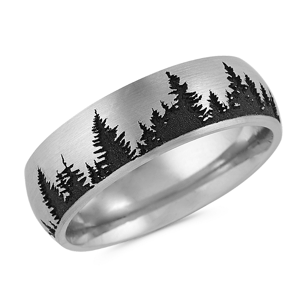 Engraved Forest Mens Band (7mm) | Shane Co.