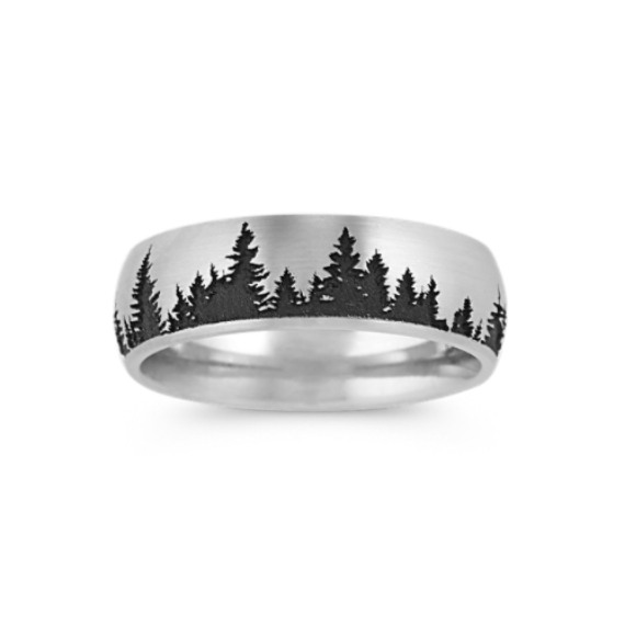 Engraved Forest Mens Band (7mm) | Shane Co.