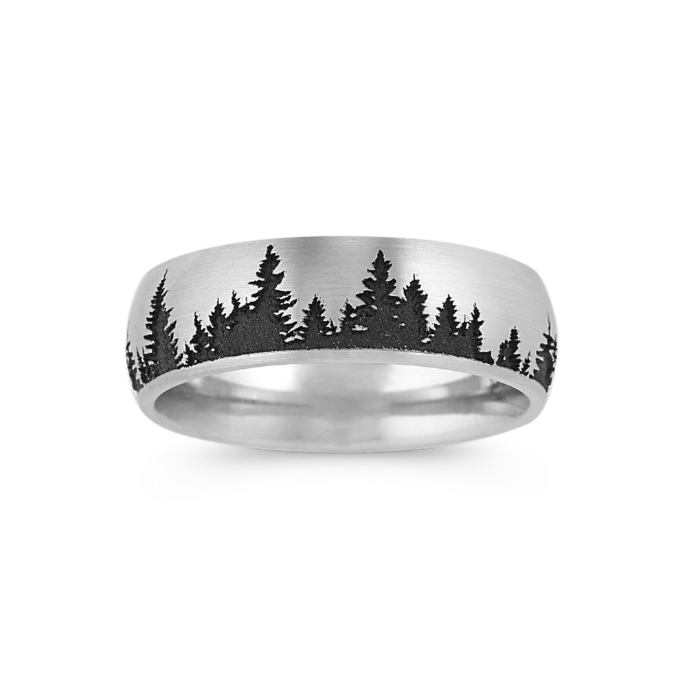 6mm &8mm Tungsten Wedding Bands, Fir Trees In Mountains, 53 OFF